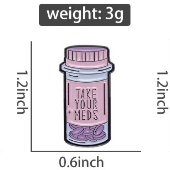 Meds Reminder Enamel Pin Mental Health Antidepressant Pills ADHD Girlfriend Gift - Picture 5 of 9